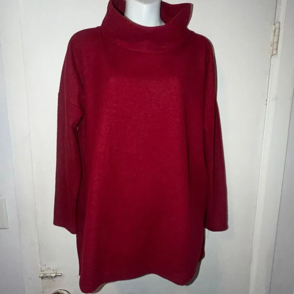ANTHROPOLOGIE Raspberry Red Theresa Tunic Sweater-M